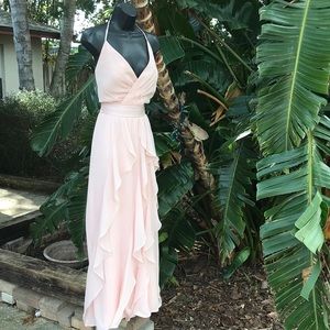 White halter bridesmaids dress for prom dress